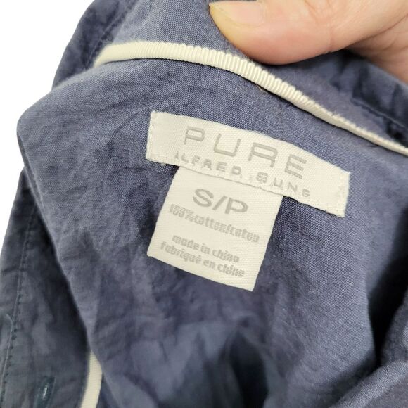 2/$20 Alfred Sung Blue Buttons Down Shirt Top 100% Cotton Size: Small - Picture 7 of 7